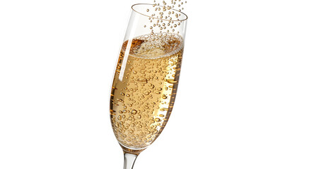 Champagne glass pouring with bubbles for celebration moment