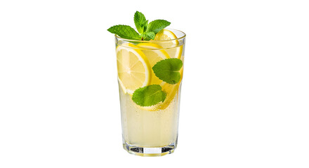 Refreshing lemonade with lemon slices and mint leaves