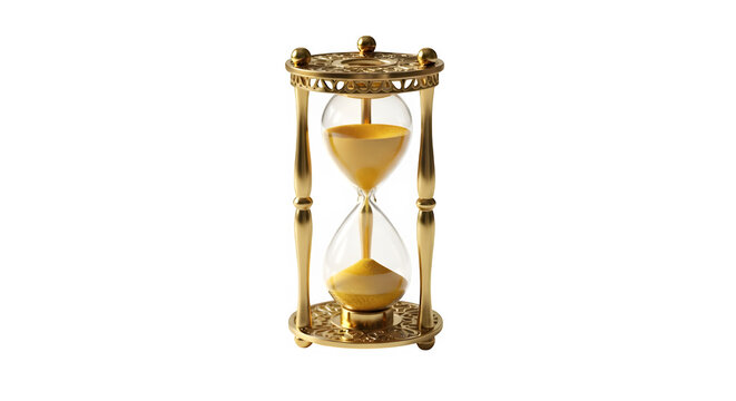 Elegant golden hourglass with sand flowing, , symbolizing time passing - Powered by Adobe