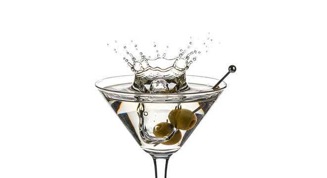 Martini with olive and splash