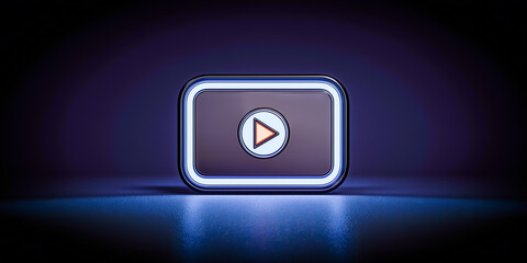 ネオンに光る再生ボタン・動画配信サービス用アイコン背景