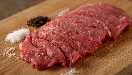 Obraz premium Crimson Arrangement, Grain Board. Sliced Formations with Crystalline and Ebony Accents.