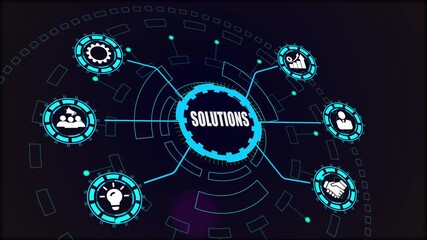 Business solutions abstract concept, visualizing problem solving, creative planning, and the implementation of strategic technology for corporate success.