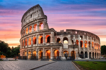 Colosseum in Rome, Italy, in dramatic sunrise light