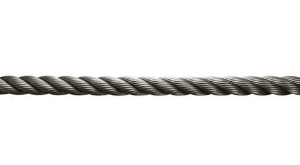 Horizontal steel wire rope or cable close up representing strength, security, and industrial use in a strong and durable form