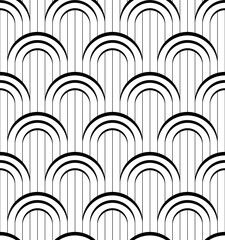 Black and white seamless pattern. Modern geometric background with circles.
