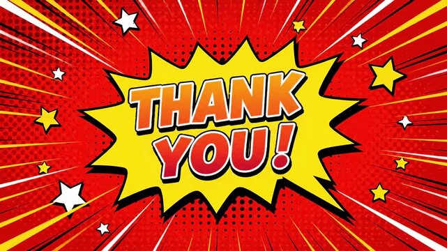 Comic Style Thank You Message Bursting with Energy.