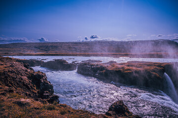 Schöne Godafoss Wasserfall Nordisland 