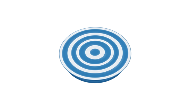 Blue and white concentric circles pattern, a circular object image, isolated on white or transparent background, AI