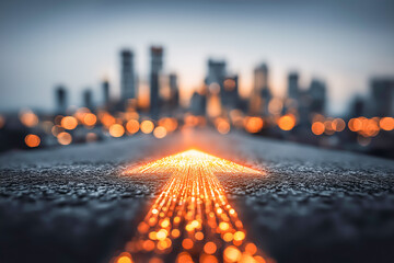 光の矢印が描く右肩上がりの成長チャートコンセプト