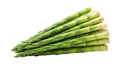 Fresh green bamboo shoots stacked, a fanned arrangement vegetable, isolated on white or transparent background, AI