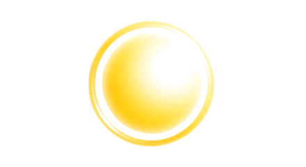 Abstract yellow circular shape, glossy sheen and dark void circle, isolated on white or transparent background, AI