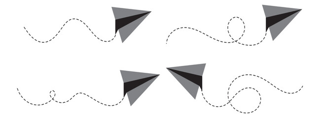 Hand drawn doodle paper plane collection. Vector set of flying origami airplane sketch icons. Latest telegram logo icon set. telegram icons collection. Social Media Network symbol. Paper Plane sign