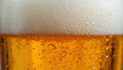 Golden Fluid with Bubbles and Foam. A Macro Study of Light and Texture in Liquid Form.