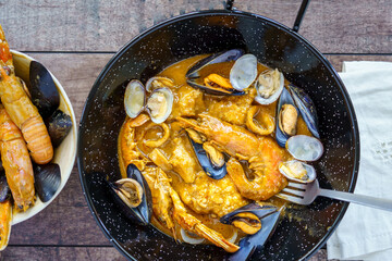 Fish and seafood Zarzuela, typical of mediterranean cuisine