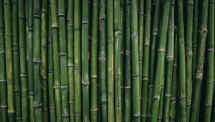 Obraz premium Green Bamboo Forest. A Textured Abstract of Natural Vertical Lines and Repeating Patterns.