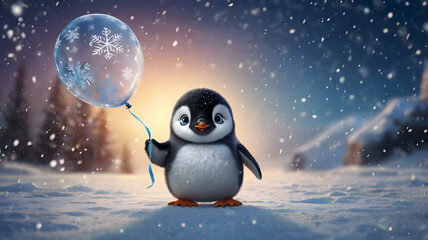 penguin on snow