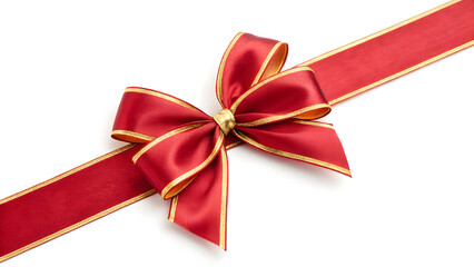 Elegant red and gold ribbon bow evokes luxury, celebration, and holiday gifting, perfect for adding a touch of sophistication to your designs