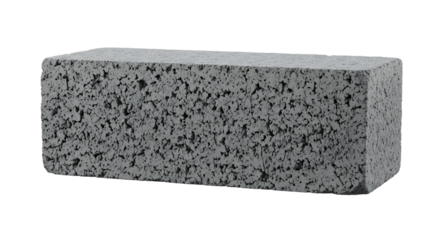 Gray concrete building block, porous texture building material, isolated on white or transparent background, AI