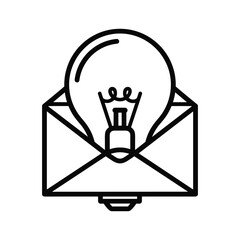 Light bulb in envelope icon for design needs