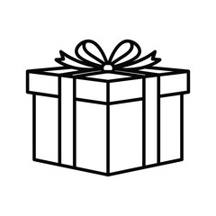 Gift box line icon, present with ribbon concept