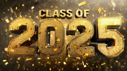 Celebrating Class of 2025: 3D Golden & Black Lettering for High School Graduates' Success and Achievements