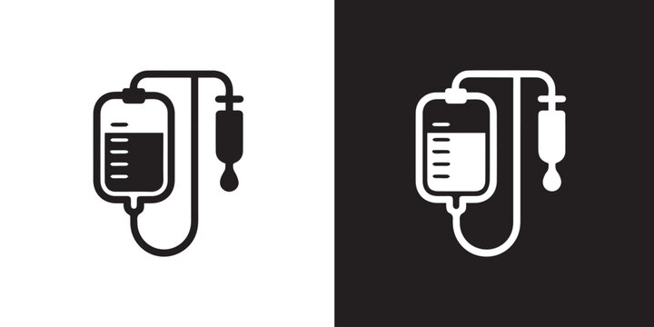 intravenous iv bag medical infusion drip icon monochrome vector