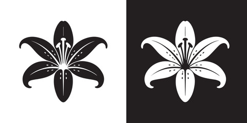 lily vector dual contrast black white floral stamp decorative mark
