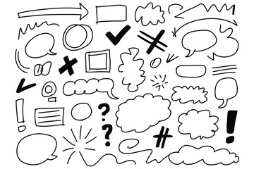Hand-Drawn Doodle Sketch Elements Set - Marker Outline Vector