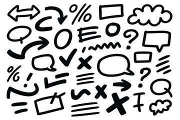 Hand-Drawn Doodle Sketch Elements Set - Marker Outline Vector