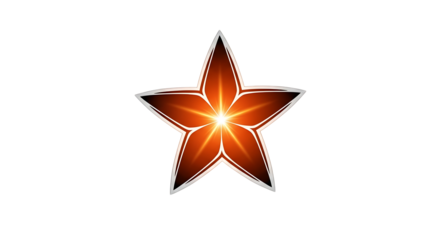Glowing Orange Star Shape, Bright Center and White Outline image, isolated on white or transparent background, AI