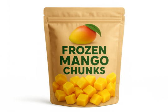 Frozen mango chunks stand up pouch packaging