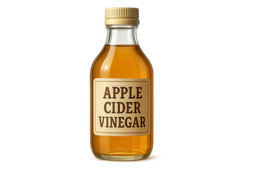 Apple cider vinegar bottle in transparent background