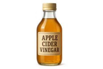 Apple cider vinegar bottle in transparent background