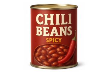 Chili beans spicy food can on transparent background