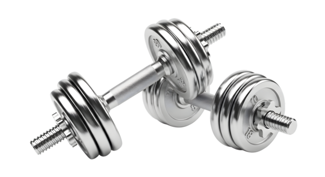 Pair of chrome dumbbells