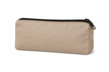 Beige fabric pencil case with zipper closure