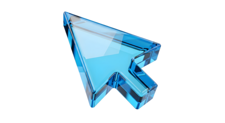 A translucent blue computer cursor