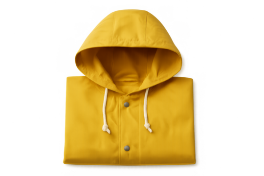 Yellow raincoat folded waterproof protective jacket with hood