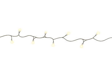Glowing string lights decorating festive transparent background