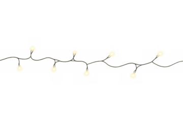 Glowing string lights decorating festive transparent background