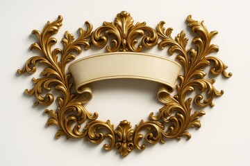 Antique Ornamental Banner with Gold Scrollwork
