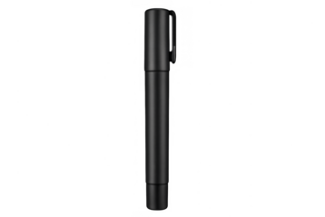 Black marker pen with cap isolated on transparent background
