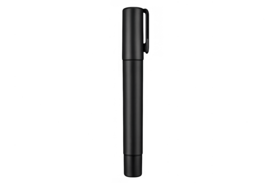 Black marker pen with cap isolated on transparent background