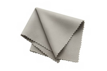 Folded gray microfiber cleaning cloth on transparent background