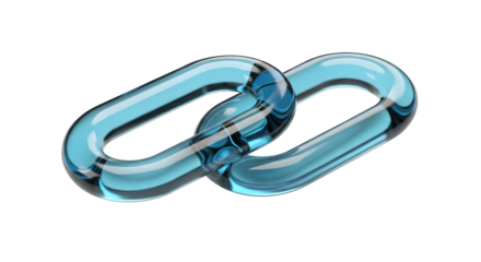 Two interlocking blue glass chain links