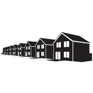 black houses row perspective view clip art preview