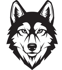 Fototapeta premium a striking depiction of a husky s head in a bold monochromatic style showcasing intense eyes and detailed fur on transparent background silhouette high quality professional