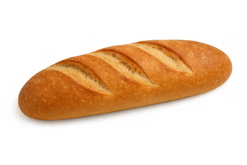 Baked bread loaf with golden crust on transparent background