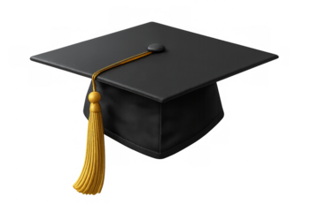 Black graduation cap with golden tassel celebrating achievement